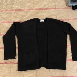 Rich chocolate brown Open Front Cardigan, La Garconne Moderne, 100% wool, XS